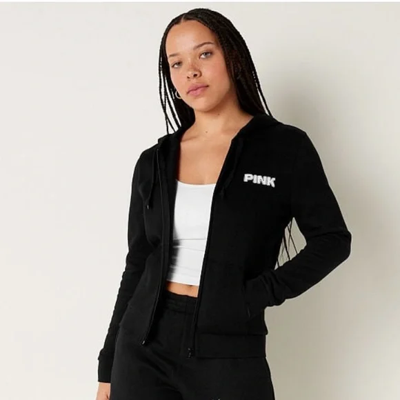 Vs Victorias Secret Pink Perfect Full Zip Hoodie Sweater Jacket Top Tropical M - Picture 4 of 7